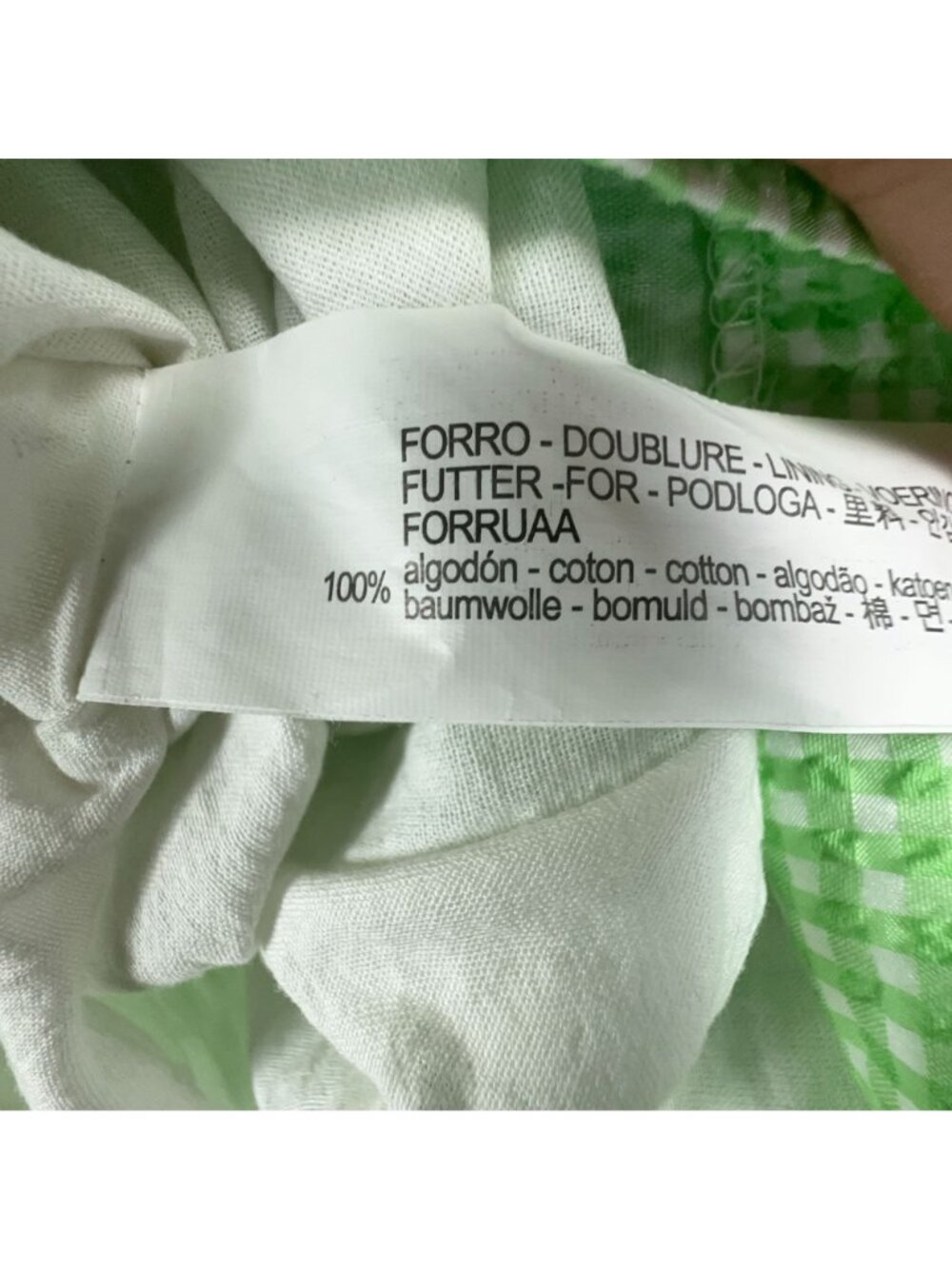Zara Gingham Dress Size XS Mint Green Puff Sleeve Mini 100% Cotton Side Zipper - Picture 10 of 13
